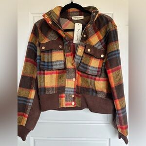NWT- Pocketed Plaid Long Sleeve Jacket